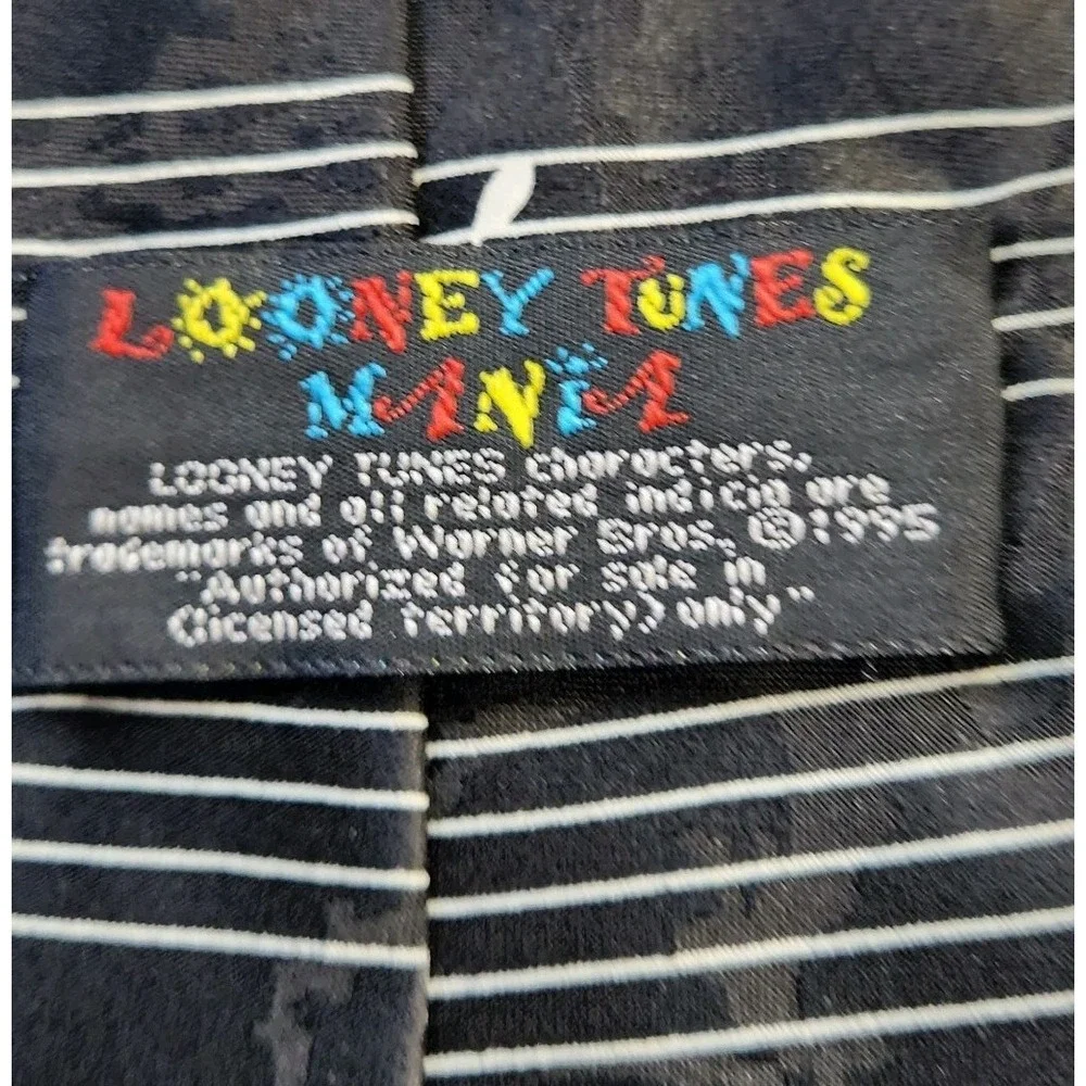Vintage Looney Tunes Mania Mens Necktie Bugs Bunny Piano Musical‎ Notes 1995 Tie